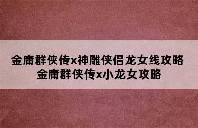 金庸群侠传x神雕侠侣龙女线攻略 金庸群侠传x小龙女攻略